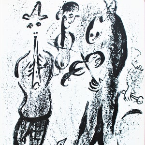 Marc Chagall -  Screamers -  Original lithography 1963. Mourlot printer, Paris.