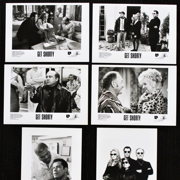 6 photos originales du film get shorty - 18,5 x 13,5 cm. M.G.M. 1995. John Travolta, Gene Hackman, René Russo, Danny De Vito,