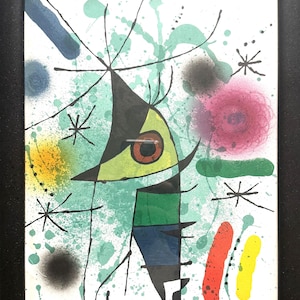 Joan Miró – Singing Fish, Rare original Vintage Lithograph, Surrealist Abstract Colorful Modern Artwork, Collectible Fine Art Print - 1972.