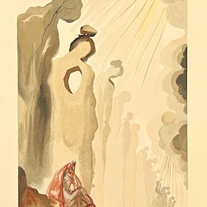 Salvador Dalí Fegefeuergesang XIII Holzschnitt – 1963 Vintage Divine Comedy Print – surrealistische Kunst, seltene italienische Ausgabe, Sammlerstück, Wanddekor
