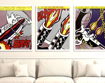 Roy Lichtenstein - as I Opened Fire - 1980s Vintage Triptych