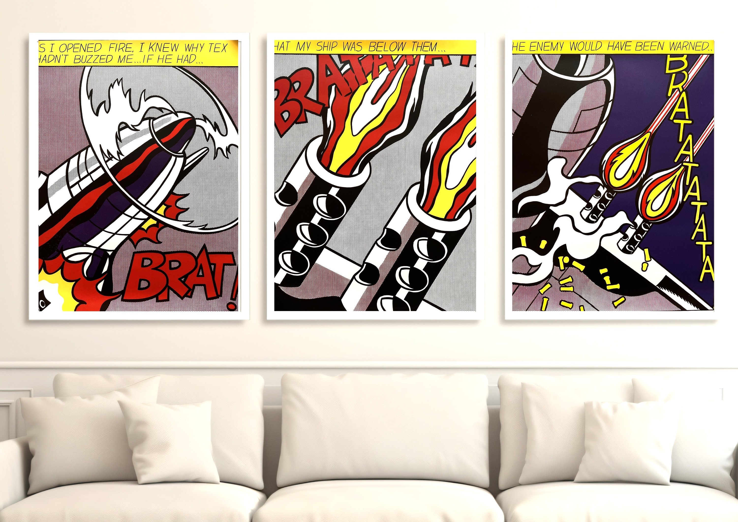 3部作 ロイ・リキテンスタイン ポスター 「As I Opened Fire」 Roy Lichtenstein - as I Opened Fire - 1980s Vintage Triptych