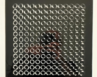Victor Vasarely - Zwei überlappende Siebdrucke, einer auf Karton, der andere auf transparenter Folie erzeugen den kinetischen Effekt - Wandkunst
