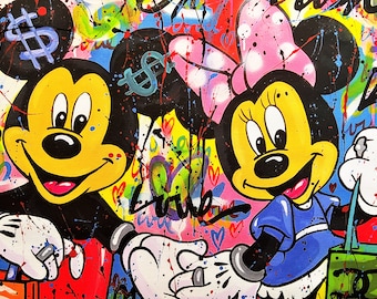 Alberto Ricardo (XXI) - Mickey & Minnie - Assinado à mão - Giclée sobre tela 90 x 90 cm - 10 exemplares.