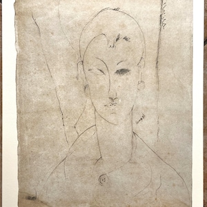 Modigliani Lithograph – Portrait of a woman - Museum-Quality Print on Fabriano Cotton Paper – Plate Signed, Limited Edition Italian Fine Art