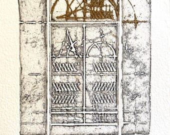 Walter Valentini – The Door of Time – 1986 – etching and engraving - Signed Limited Edition,  Art for Collectors