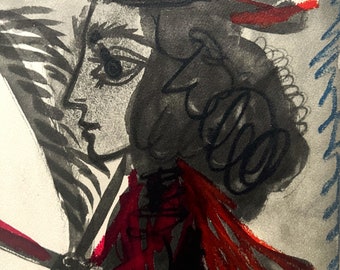 Pablo Picasso -  Jaqueline - Original lithograph 1959.
