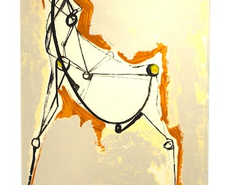 Marino Marini - Senza titolo - Serigrafia originale vintage su materiale. Arte contemporanea, scultore italiano, decorazione murale, pittori italiani