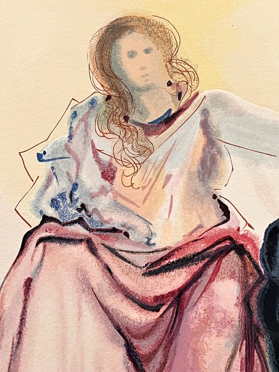 サルバドール・ダリ 木版画 サルバドール・ダリ 本物 1960年 神曲 楽園 木版画 「天国の天使