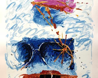 Mario Schifano - Abstract impression - Material Screen Printing Abstract Print, Italian Art, Wall Decor, Signed Edition, Modern Home Art
