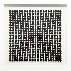Victor Vasarely - Two overlapping spaced screen prints, one on cardboard, the other on transparent film create the kinetic effect.