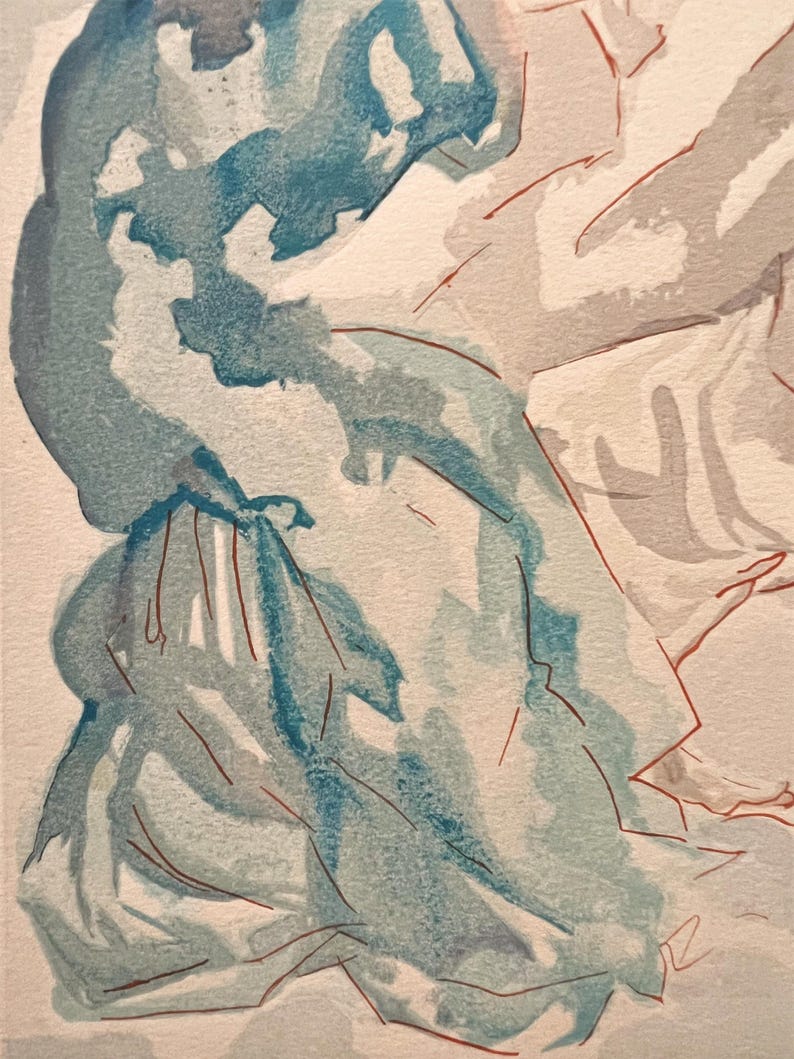 Puede incluir: Pintura abstracta en acuarela con tonos azules y grises. La obra presenta pinceladas sueltas y una cualidad fluida y et&eacute;rea. L&iacute;neas rojas a&ntilde;aden detalles a la composici&oacute;n. El tema general es art&iacute;stico y expresivo.