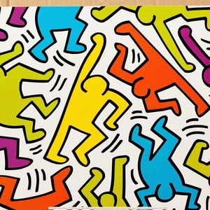 Keith Haring - Póster vintage raro - Década de 1990 - Arte mural, lámina, póster a color, póster de arte pop, regalo de arte, regalo pop, lámina artística