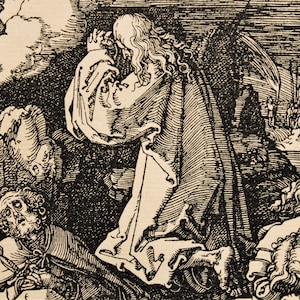 Albrecht Durer -  Prayer in the garden - Wood engraving - The little passion of Jesus Christ -