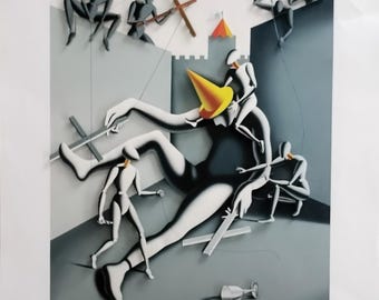 Mark Kostabi - Serigrafia originale firmata a mano - Pop Art espressionista - Decorazione murale moderna - Opera d'arte contemporanea in edizione limitata.