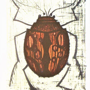 Bernard Buffet -  scarab - Original lithograph Vintage framed - 1967.
