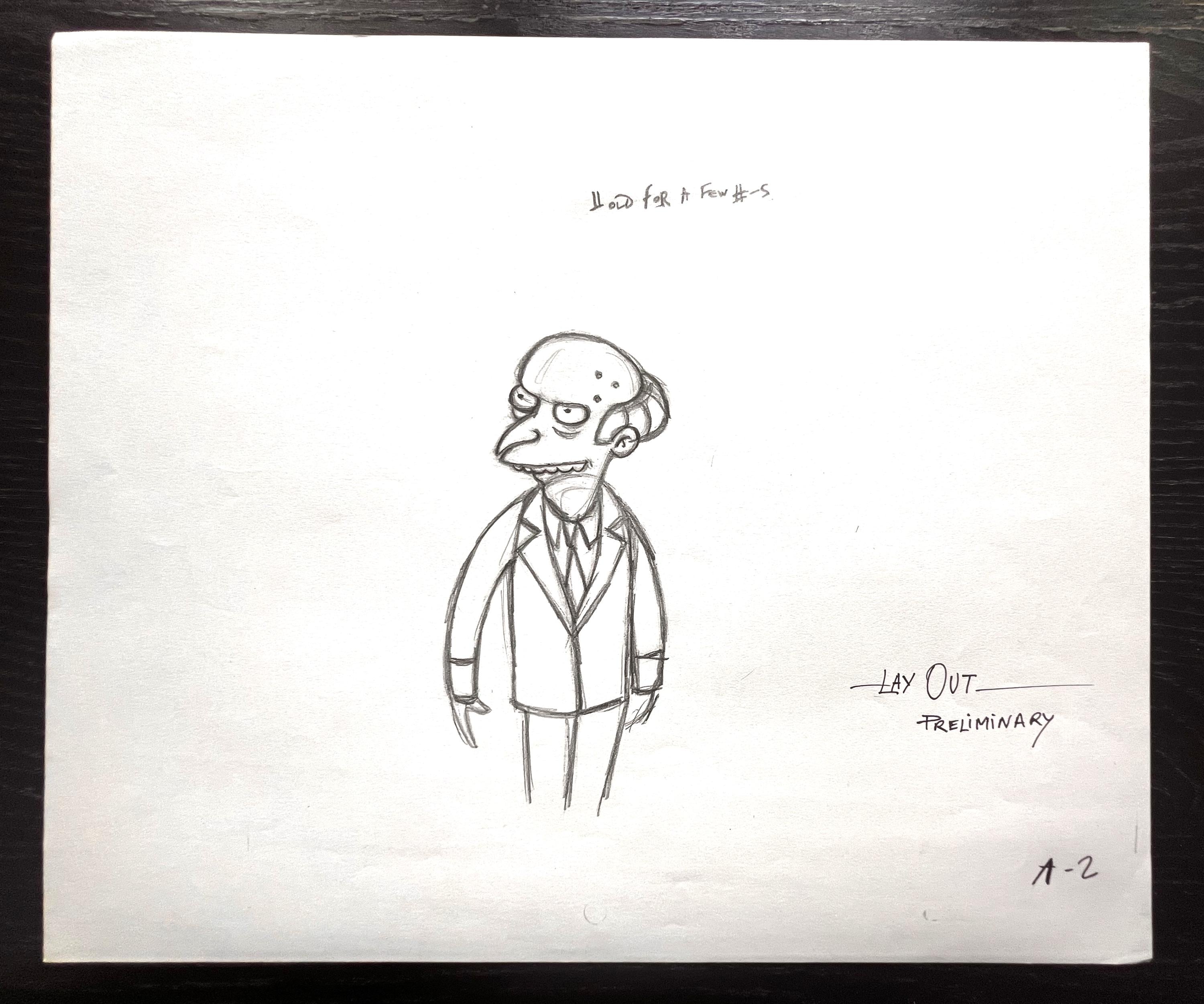 Mr. Burns Original Animation Drawing | 1990s the Simpsons Art