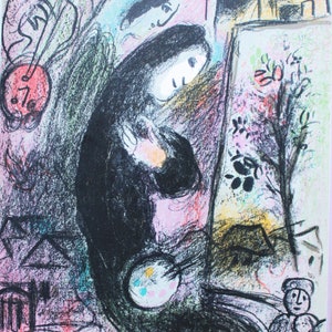 Marc Chagall Original Lithograph – &quot;Inspiration&quot; 1963 – Mourlot Paris Print – Vintage Fine Art Wall Decor – Rare Collector Artwork