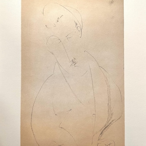 Modigliani Lithograph – Portrait of a man - Museum-Quality Print on Fabriano Cotton Paper – Plate Signed, Limited Edition Italian Fine Art