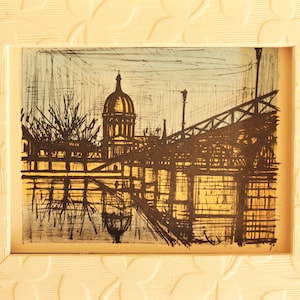 Bernard Buffet - Paris - Original lithograph Vintage framed - 1967.