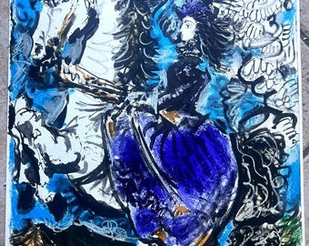 Pablo Picasso - Amazzone 1961 - Litografia d'epoca, raffigurazione di amazzone, decorazione murale moderna, opera d'arte di Picasso, stampa di figura femminile del XX secolo.