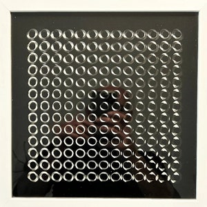 Victor Vasarely - Two overlapping spaced screen prints, one on cardboard, the other on transparent film create the kinetic effect - Wall art