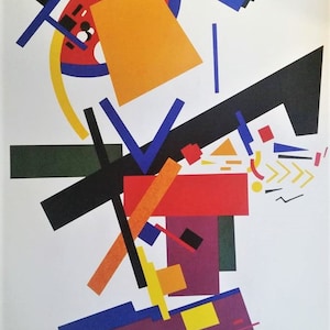 Kazimir Malevich Suprematism Poster – Rare 1990s Russian Abstract Art Print – Geometric Avant-Garde Wall Decor, Vintage Modernist Collectibl