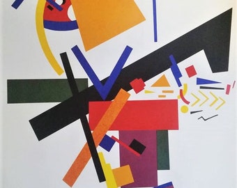 Kazimir Malevich Suprematism Poster – Rare 1990s Russian Abstract Art Print – Geometric Avant-Garde Wall Decor, Vintage Modernist Collectibl
