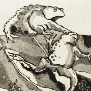 Nag Arnoldi – Toad from “Zoo of Love” – Signed Vintage Etching, Limited Edition Art Print, Swiss Modernism, Fine Collector Gift
