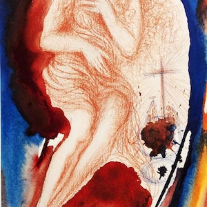 Salvador Dalì lithograph, surrealist religious art print, Biblia Sacra Vulgatæ, 1967, limited edition collector artwork, signed fine art