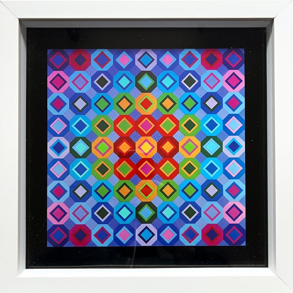 Victor Vasarely Sérigraphie vintage originale sur carton brillant 280 g. Année 1975