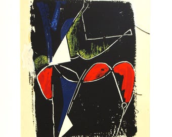 Marino Marini - Improvisation - Original vintage Material Siebdruck. Zeitgenössische Kunst, italienischer Bildhauer, Wanddekor, italienischer Maler