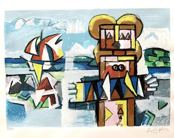 Ibrahim Kodra - Hand-retouched lithograph, 50 x 70 cm - Hand Signed by the Artist - Art for the wall - Wall Art - Decor.