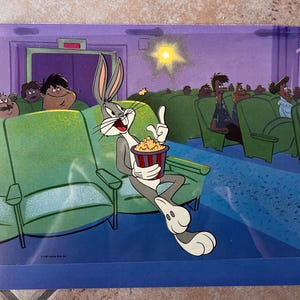 Celda de animación original de Bugs Bunny de 1990 / Arte de episodio de Warner Bros® pintado a mano con fondo / Regalo coleccionable vintage raro