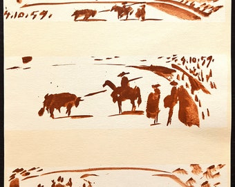 パブロ・ピカソ - グラスとスーズのボトル（1912年） - 17インチ×22