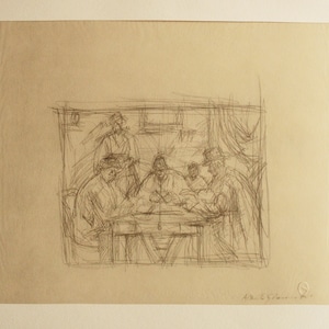 Alberto Giacometti (1901 - 1966) - "jugadores de cartas" Litografía vintage original - 1963.