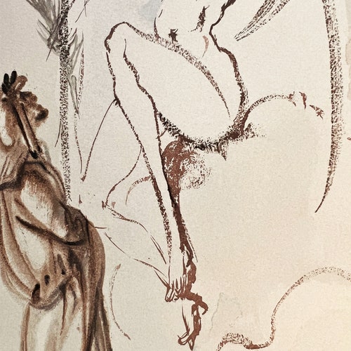 Salvador Dali - The Divine shops Comedy - Paradise - Canto Twenty-eighth: The faithful Angels- original vintage woodcut, 1963.