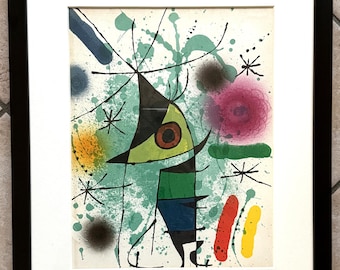 Joan Miró – Pesci che cantano, rara litografia originale d'epoca, opera d'arte surrealista astratta e moderna dai colori vivaci, stampa d'arte da collezione - 1972.