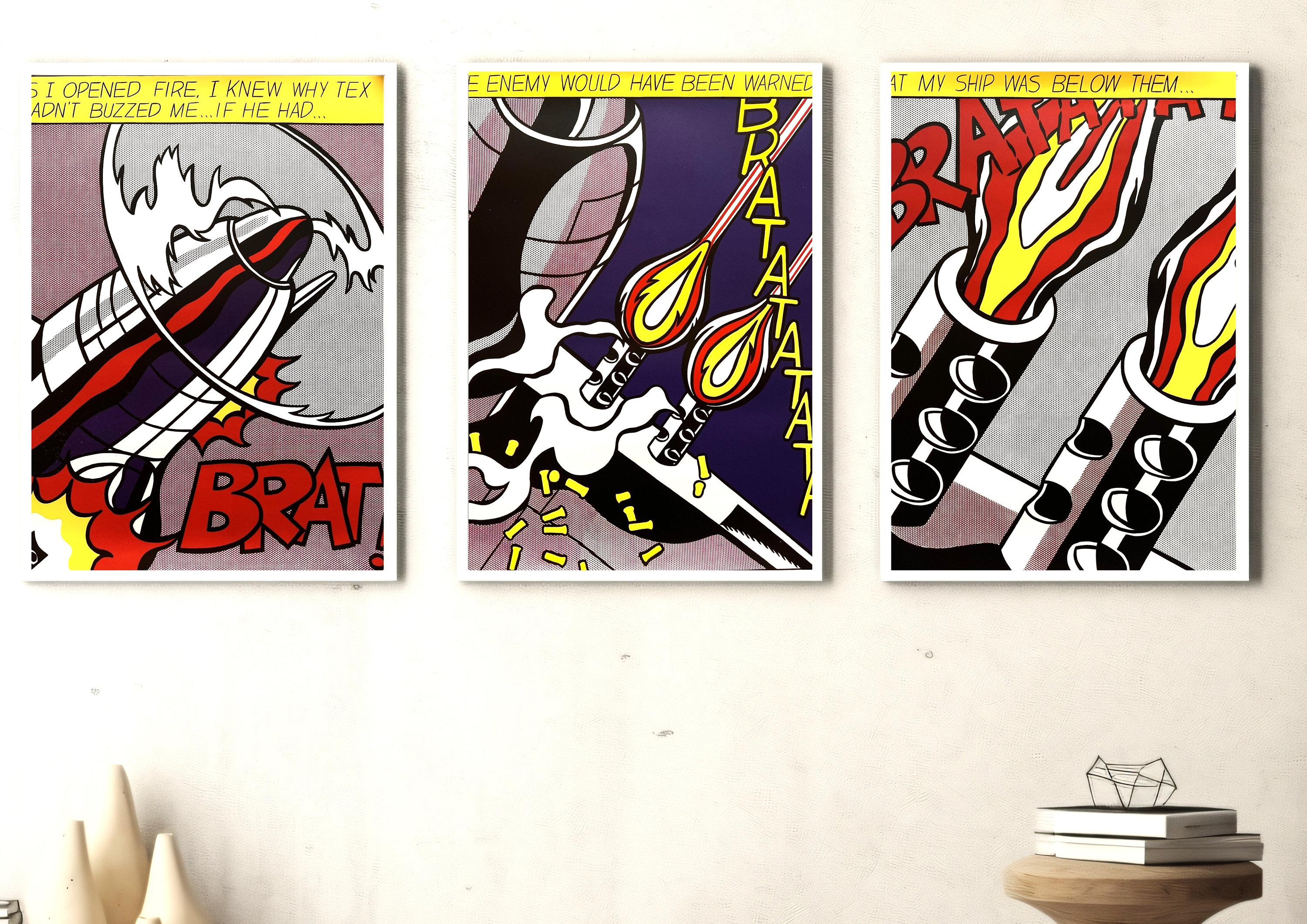 Roy Lichtenstein - as I Opened Fire - 1980s Vintage Triptych