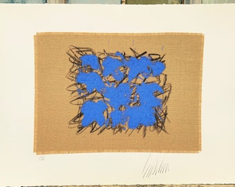 Salvatore Emblema - Silk-screen printing on jute applied on "Arches" handmade paper. 105 x 85 cm.