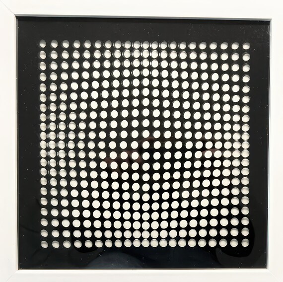 Victor Vasarely - Op Art Kinetic Serigraph - Vintage Optical Artwork on Board & Transparent Film - Geometric Art, Signed Print, home decor.