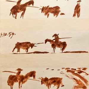 Pablo Picasso - &quot;Bulls and Bullfighters&quot; - vintage lithograph from 1961 - Decorative art, art and design, Catalan art, Andalusian art.
