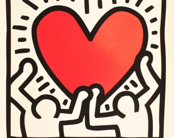 Keith Haring - Dopo - Rarissima serigrafia originale, ""Questo non è un manifesto, ma un'opera d'arte"" - 70 x 70 cm - Anni '90