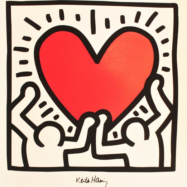 Keith Haring - After - Sérigraphie originale extrêmement rare - 70 x 70 cm - années 90