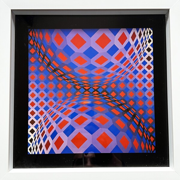 Victor Vasarely Sérigraphie vintage originale sur carton brillant 280 g. Année 1975