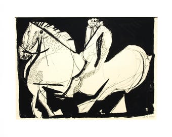 Marino Marini - Scenario - Serigrafia originale vintage. Arte contemporanea, scultore italiano, decorazione murale, pittori italiani