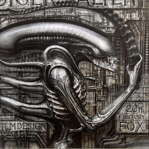 H.R. Giger - Alien Film Design | Original Vintage Silkscreen Poster 50x50 | Dark Sci-Fi Art, Horror Collectible, Cyberpunk Decor