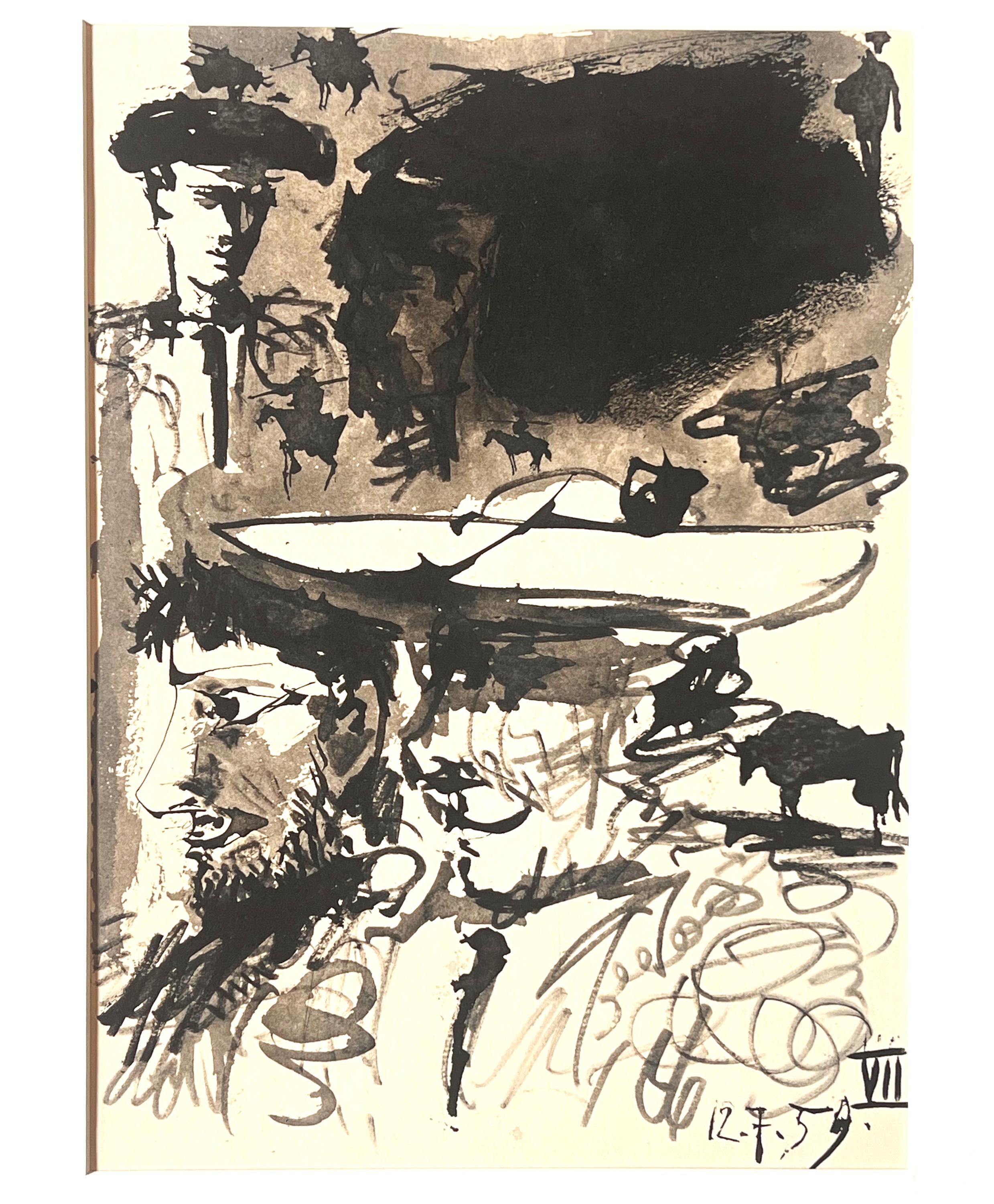 絵画 Art パブロ・ピカソ - 「雄牛と闘牛士」 - 1961年のヴィンテージ