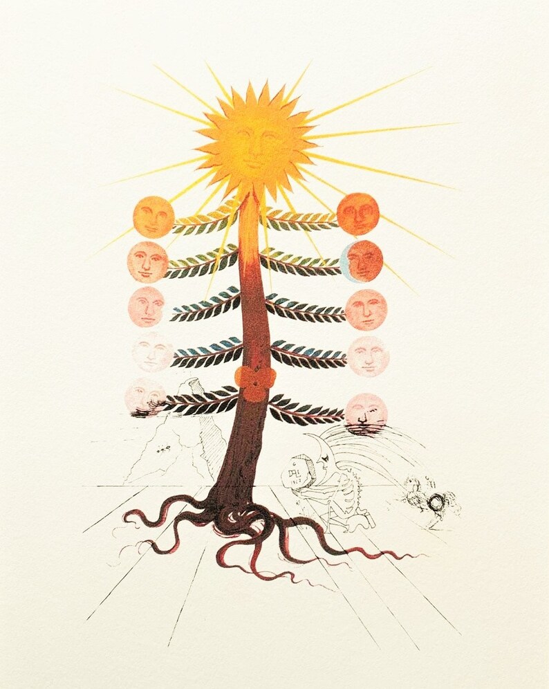 Salvador Dalì The Sun tree Signed lithograph 800 copies 1979 image 1