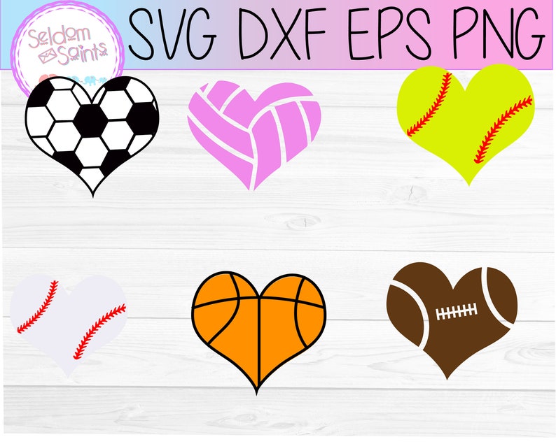 Download Sports Heart Bundle svg Bundle Svg baseball heart svg | Etsy